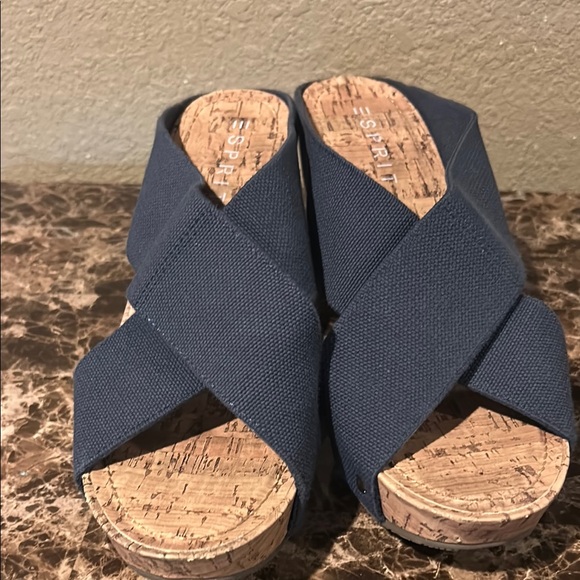 Esprit Blue Wedges with Elastic Straps - Picture 2 of 4